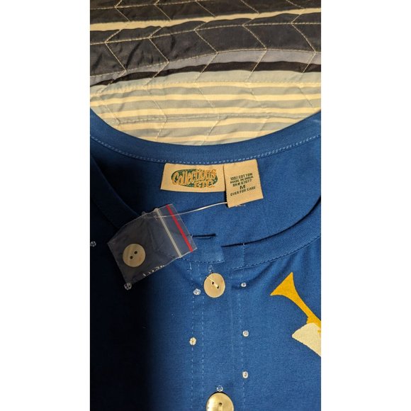 NEW Collections Etc Sz M Winter Angels Peace on Earth Blue Button Cotton Sweater - Picture 5 of 7